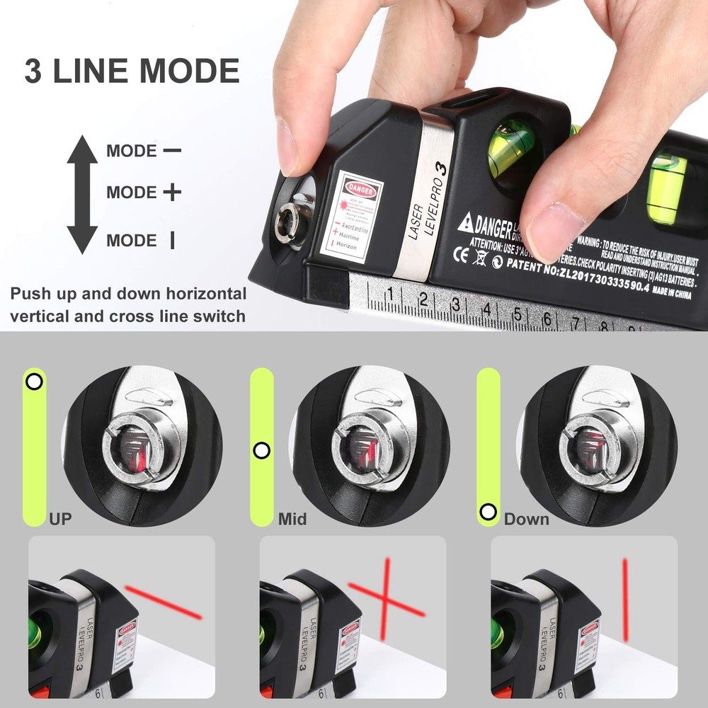 Laser Level Line Tool, Multipurpose Kit Standard Cross Red