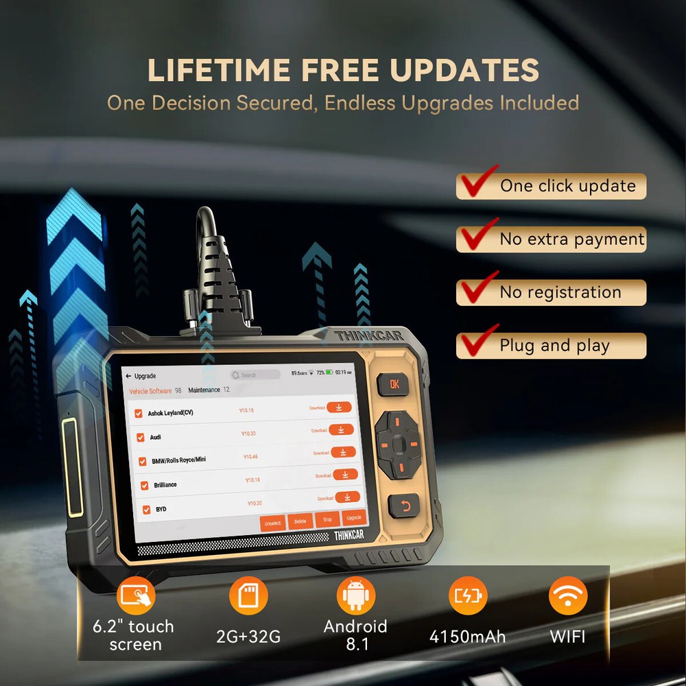 ThinkScan 662 Engine ABS SAS AT TPMS SRS EPB Diagnostic Tool OBD2 Scanner 2025