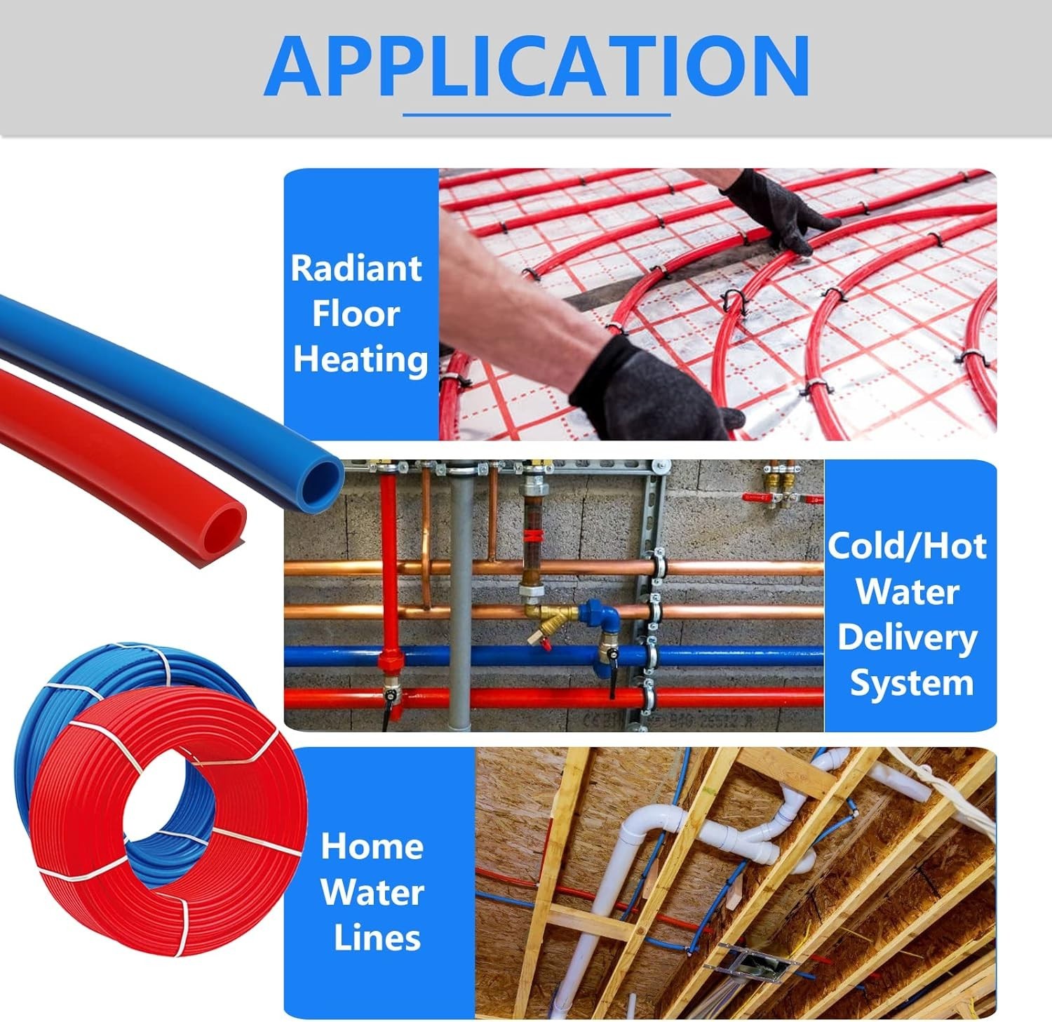 1 Inch PEX-B Pipe,1Roll x 100 Feet Length Blue PEX Tubing for Potable Hot/Cold..