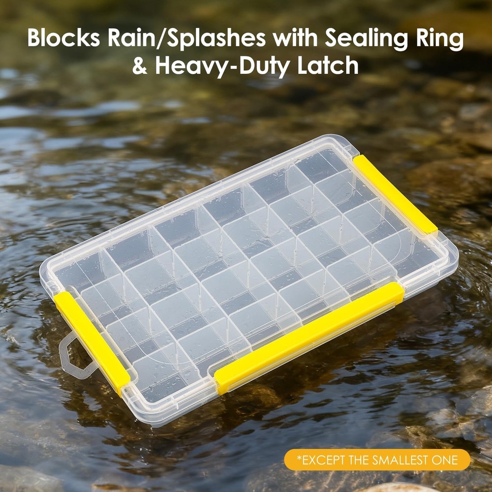 Tackle Boxes, Plastic Tackle Storage Set, 4 Assorted Sizes with Removable Div...