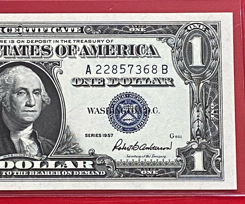 1957  $1 Dollar Silver Certificate (Blue Seal) Block A-B , Uncirculated