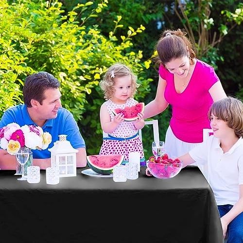 2PCS Plastic Tablecloths 54 x 108 Inch, Disposable Rectangle (2 Pack) Black