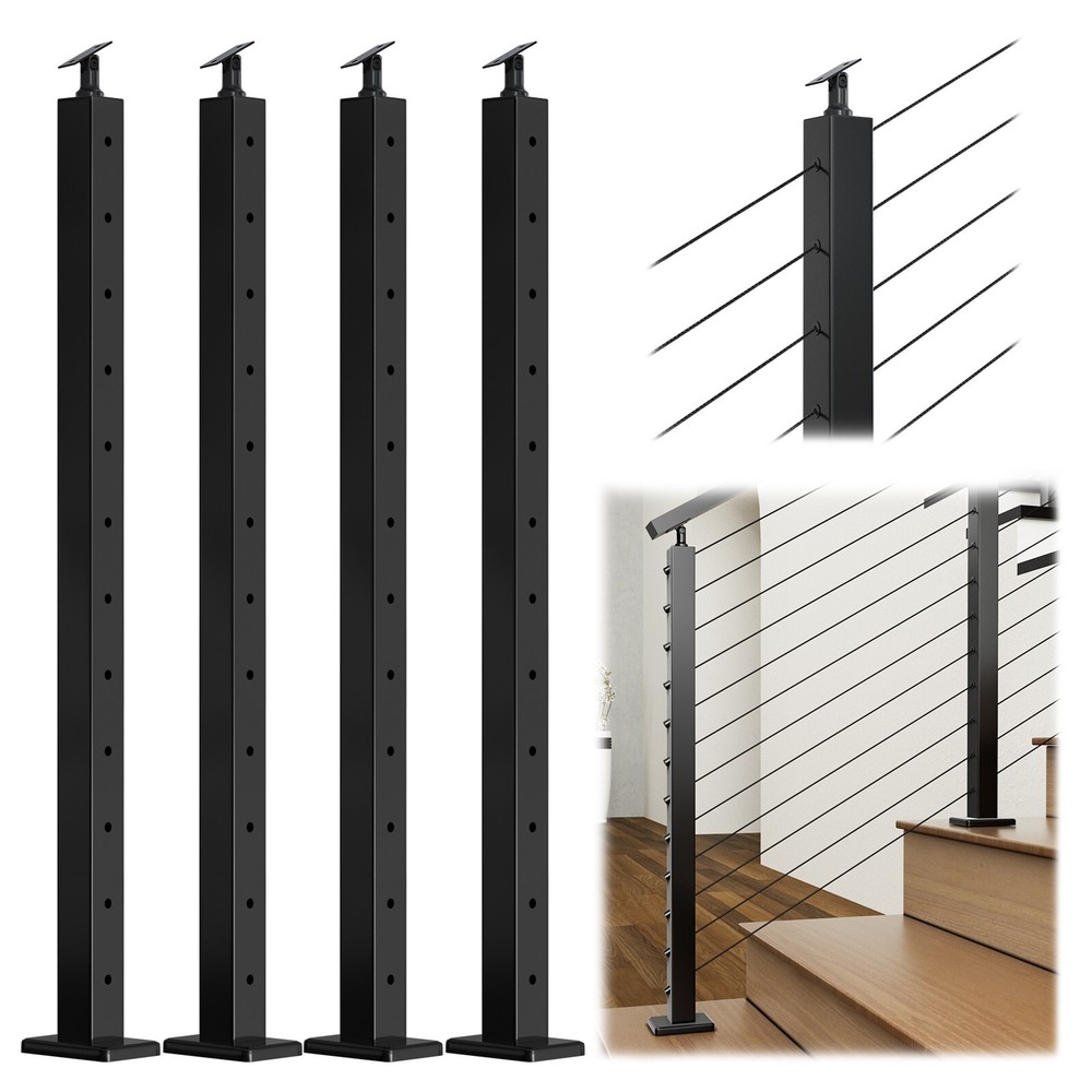 Muzata 4Pack 42"x2"x2" Cable Railing Post for Adjustable Top 25-35 Degrees PS01