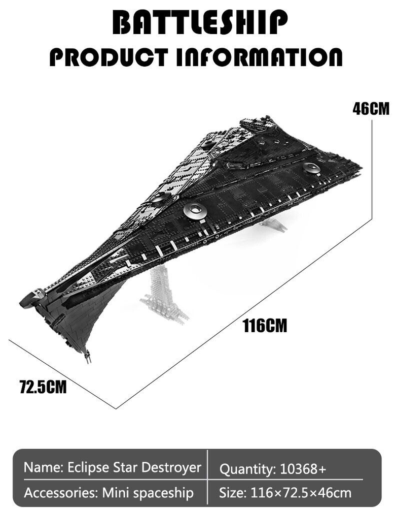 Mould King 21004 Star Wars Eclipse-Class Imperial Star Destroy Model Ship Set