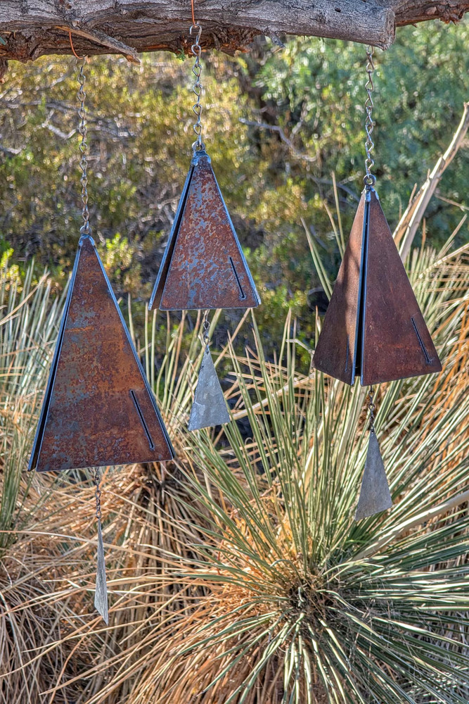 Rustic Steel Pyramid Wind Chimes - Single Chime