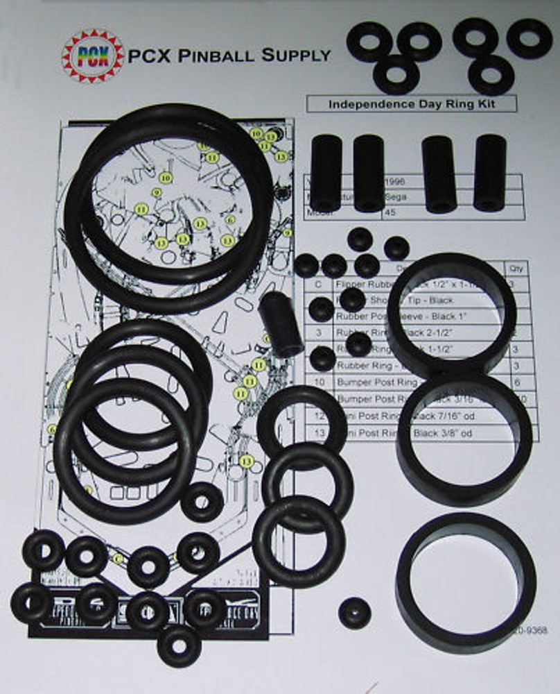 1996 Sega Independence Day Pinball Machine Rubber Ring Kit