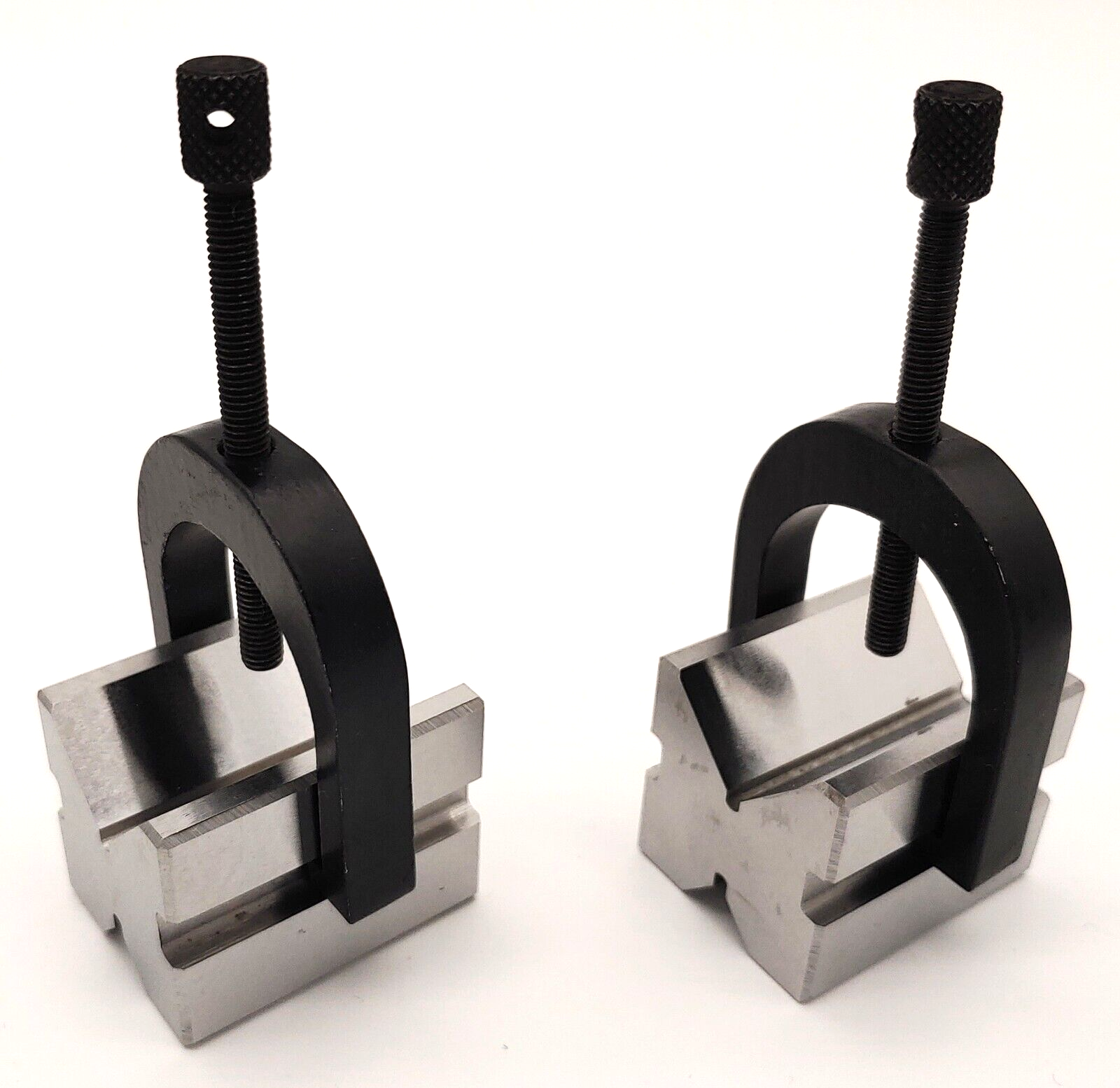 Precision Machinist's Steel V-Block Matched Set + Clamps 1-5/8" x 1-1/4" NEW