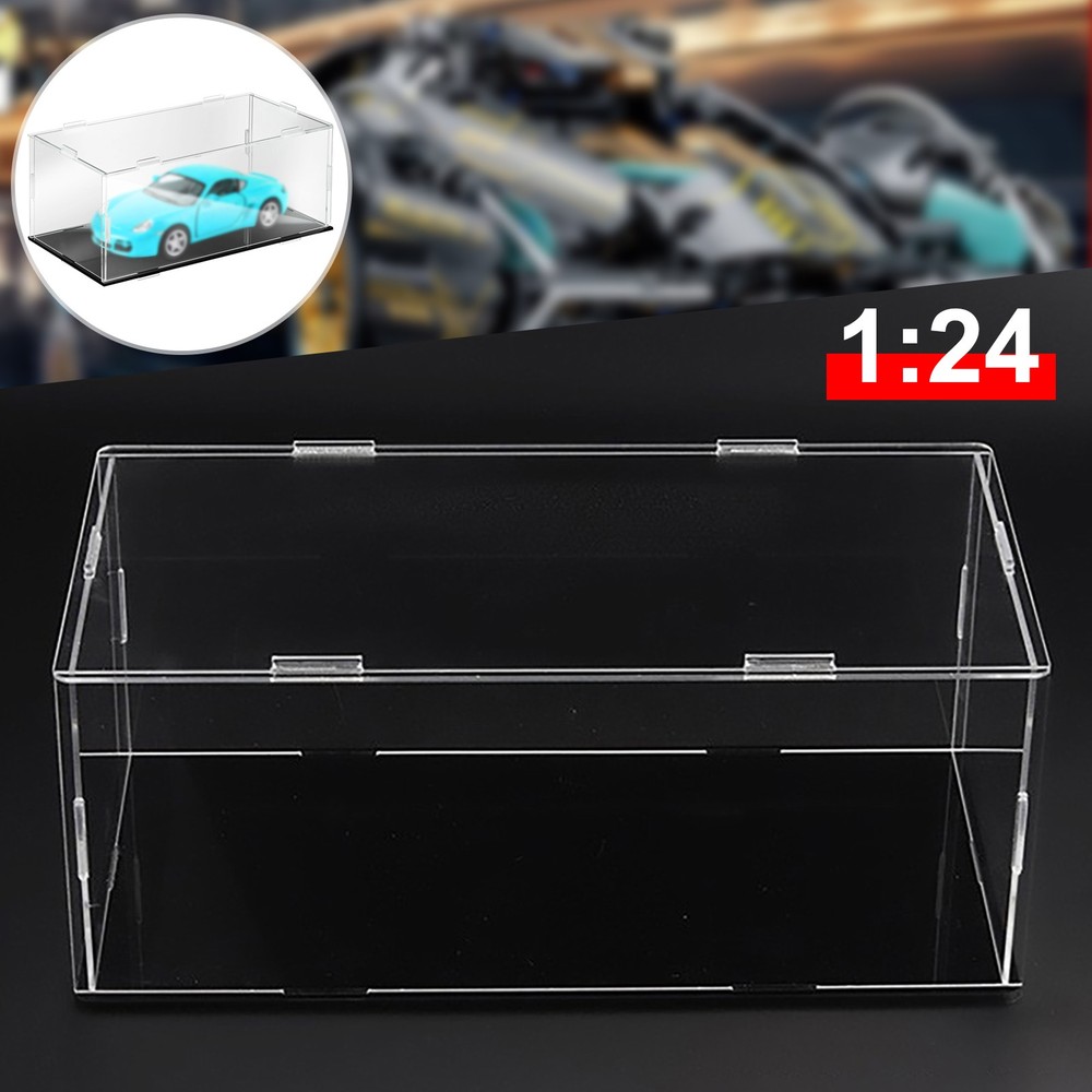 Model Car Display Case 1: 24 Scale Clear Diecast Display Boxes with Black Base