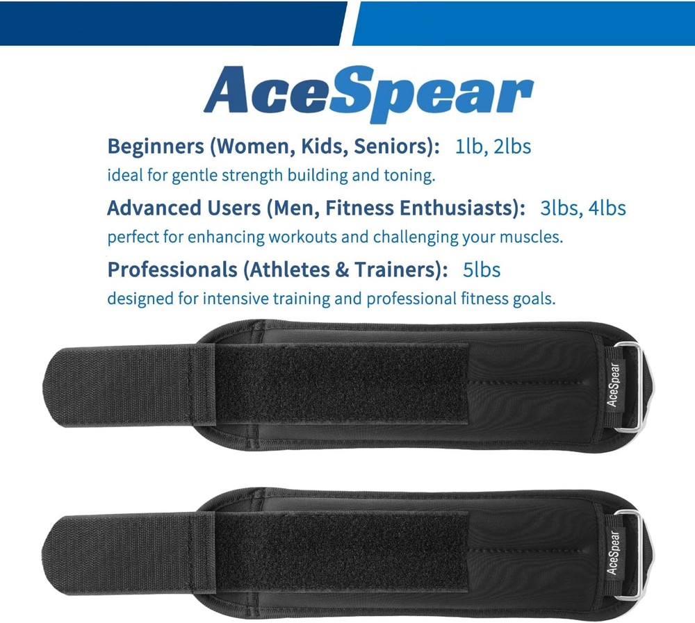 AceSpear Ankle Weights 1-5LB Pair for Exercise & Home Workouts