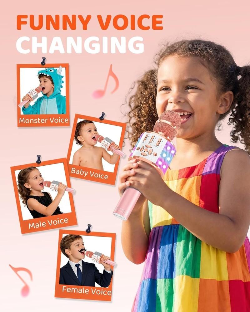 Bluetooth Karaoke Microphone with LED Lights