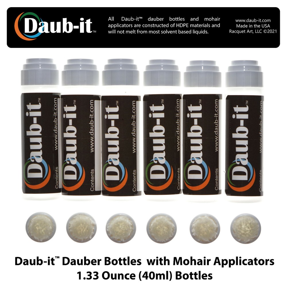 Daub-it Empty Bottle with Mohair Dauber Applicator - 6 Pack -1 Ounce- HDPE