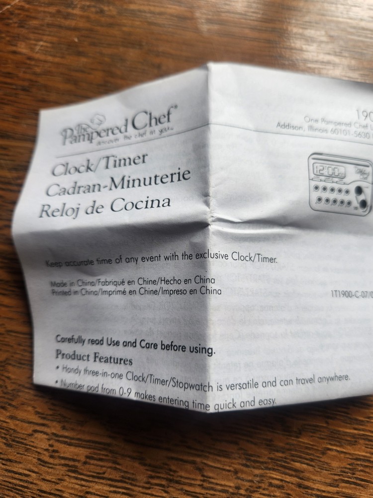Discontinued - Pampered Chef 1900 Cooking Kitchen Digital Timer In Original Box