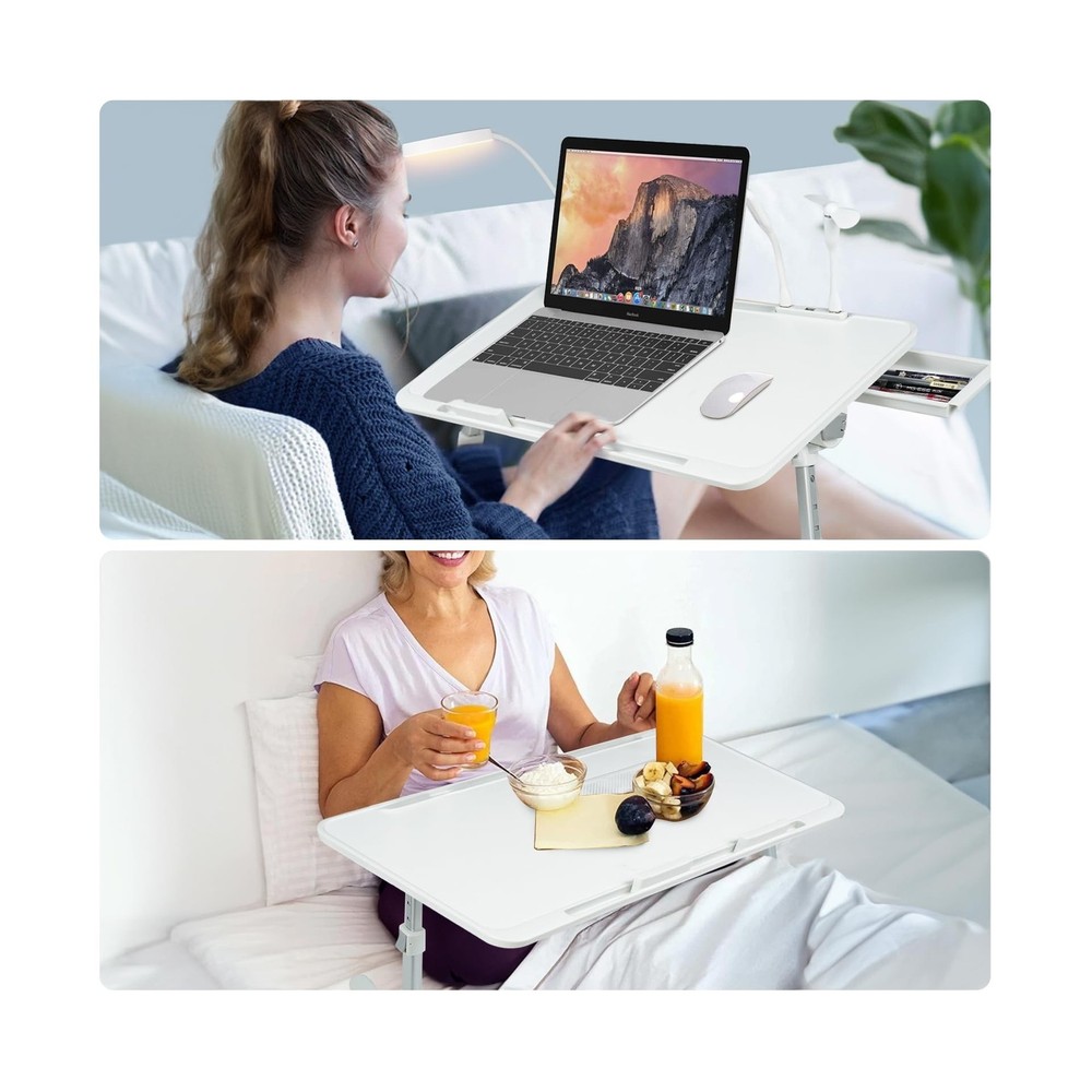iXTRA Laptop Lap Desk with Cooling Fan - Adjustable with Light, USB, Storage ...