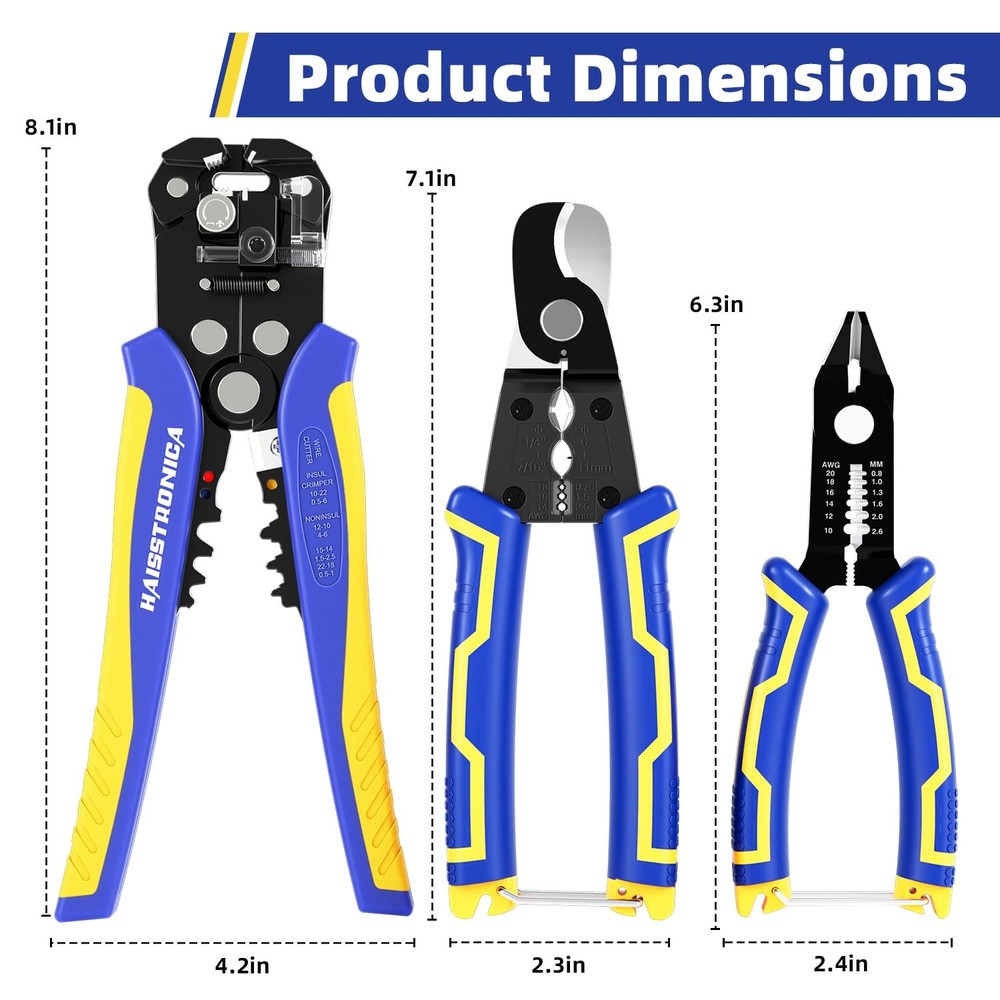 haisstronica Wire Stripper Tools Set for Professional ‎‎blue Yellow