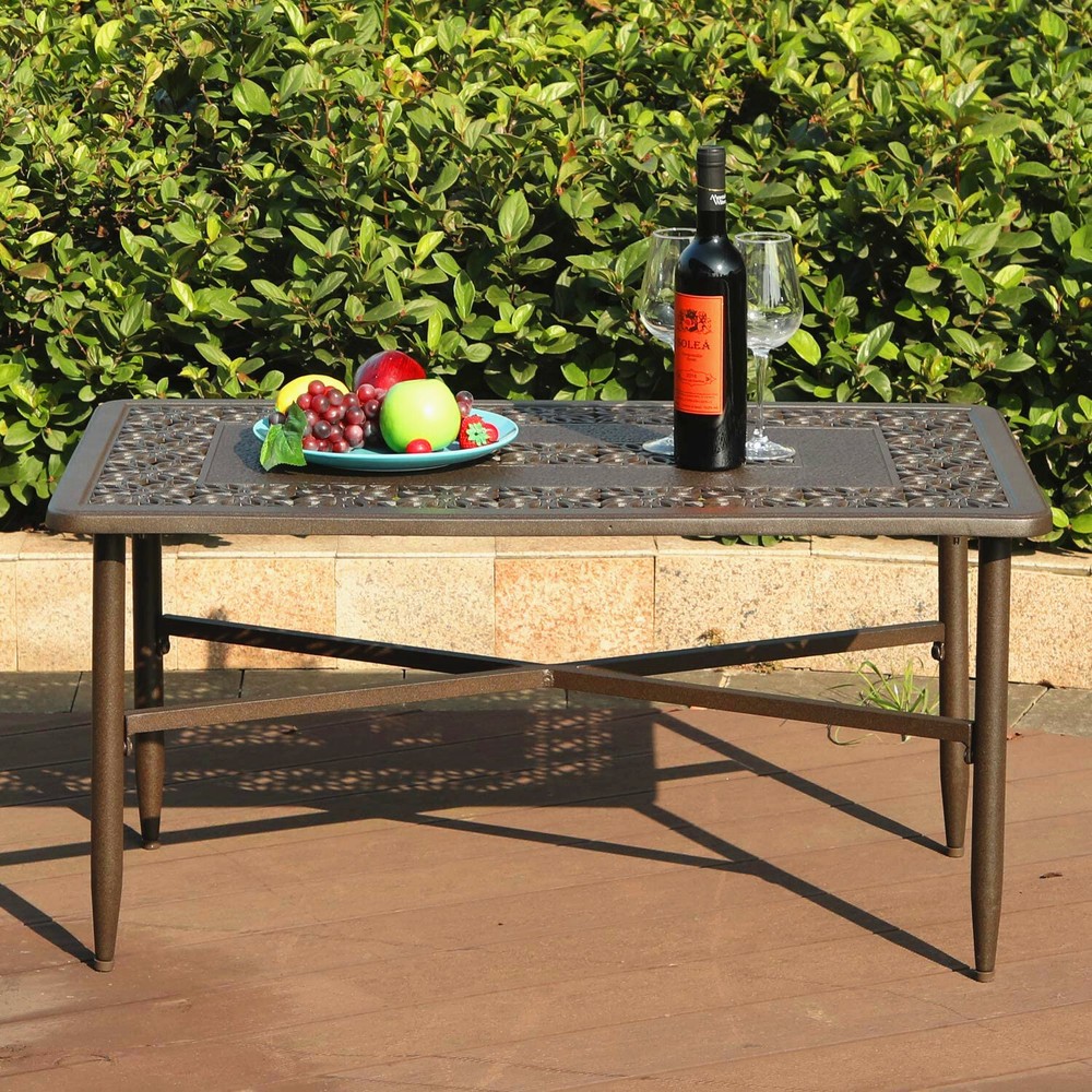 Outdoor Table Rectangular Patio Retro Tables for 6 Person Bronze