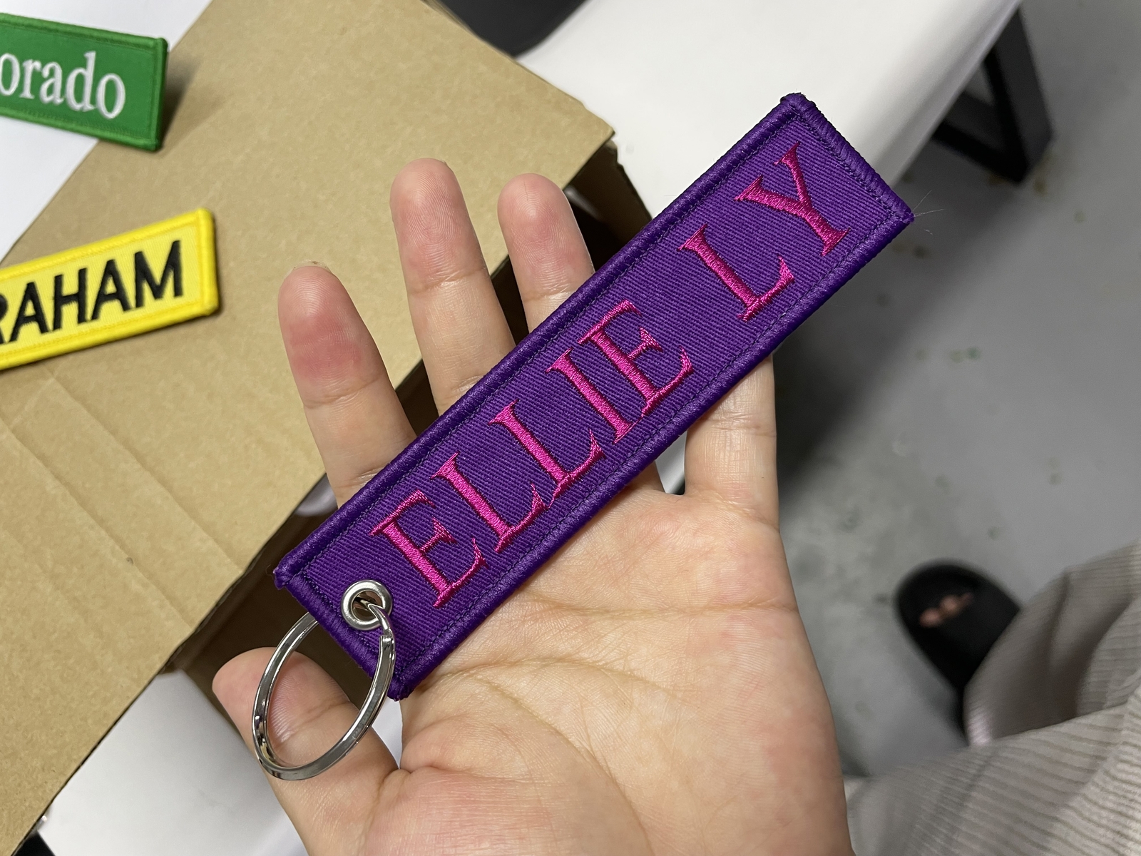 Customized key Chain Tag Motorcycle Outboard Double Sided Embroidered Keychain