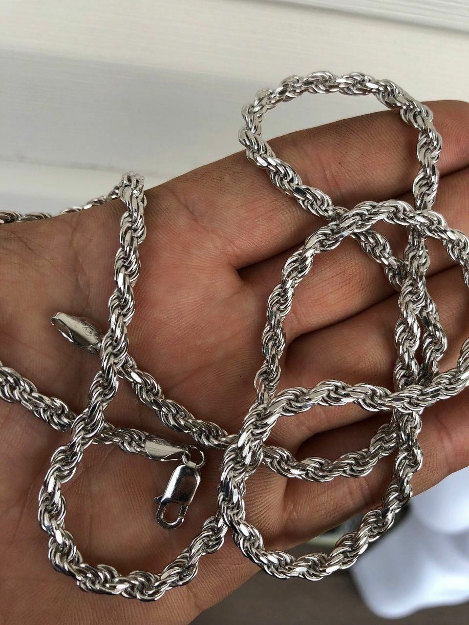 Men's Women's Real Solid 925 Sterling Silver Rope Chain 1.5-5mm 16"-30" ITALY