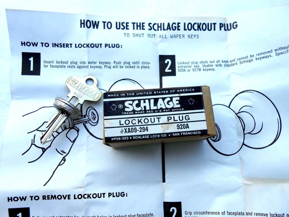 SCHLAGE lock LOCKOUT PLUG     LOCKSMITH TOOL  920A