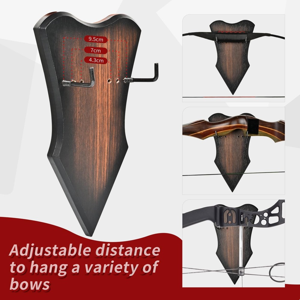 Archery Bow Wall Mount - Horizontal Bow Display Stand Adjustable Bow Hanger f