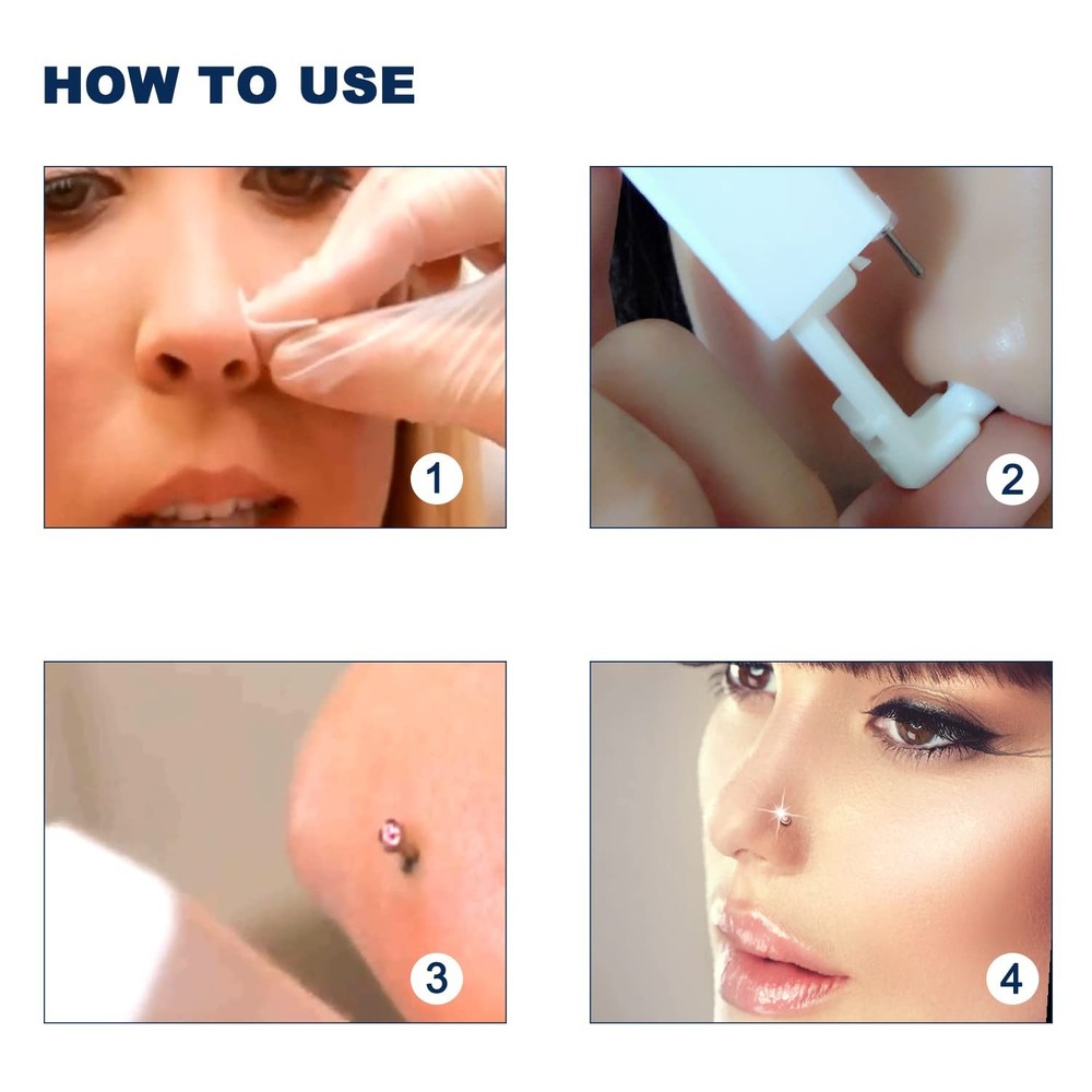 4 Pack Professional Ear Piercing Gun Kit Multi Purpose Ear Piercing Kit Nose ...