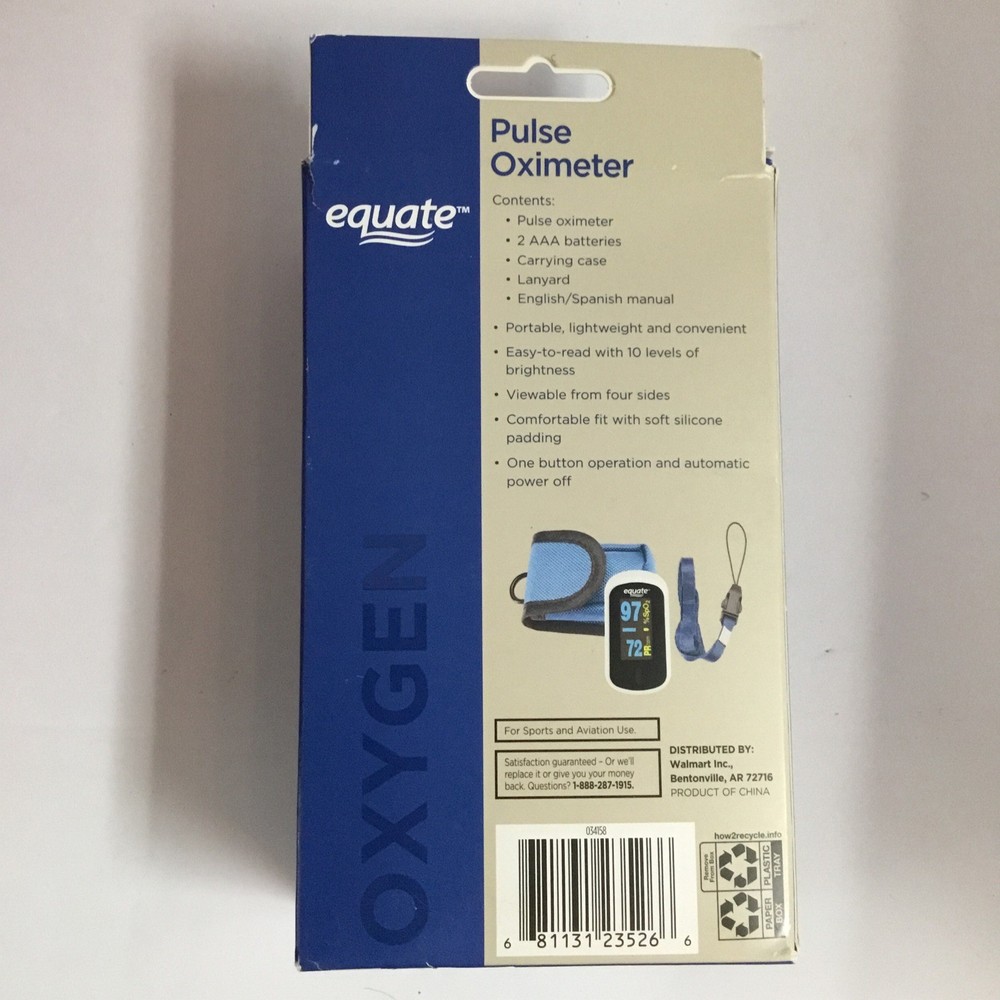 🔥🔥EQUATE Fingertip Oxygen Level Pulse Rate Oximeter