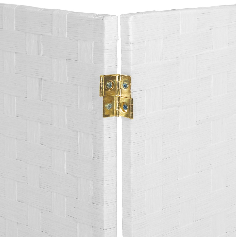 3 ft. Short Woven Fiber Folding Screen - 4 Panel - White