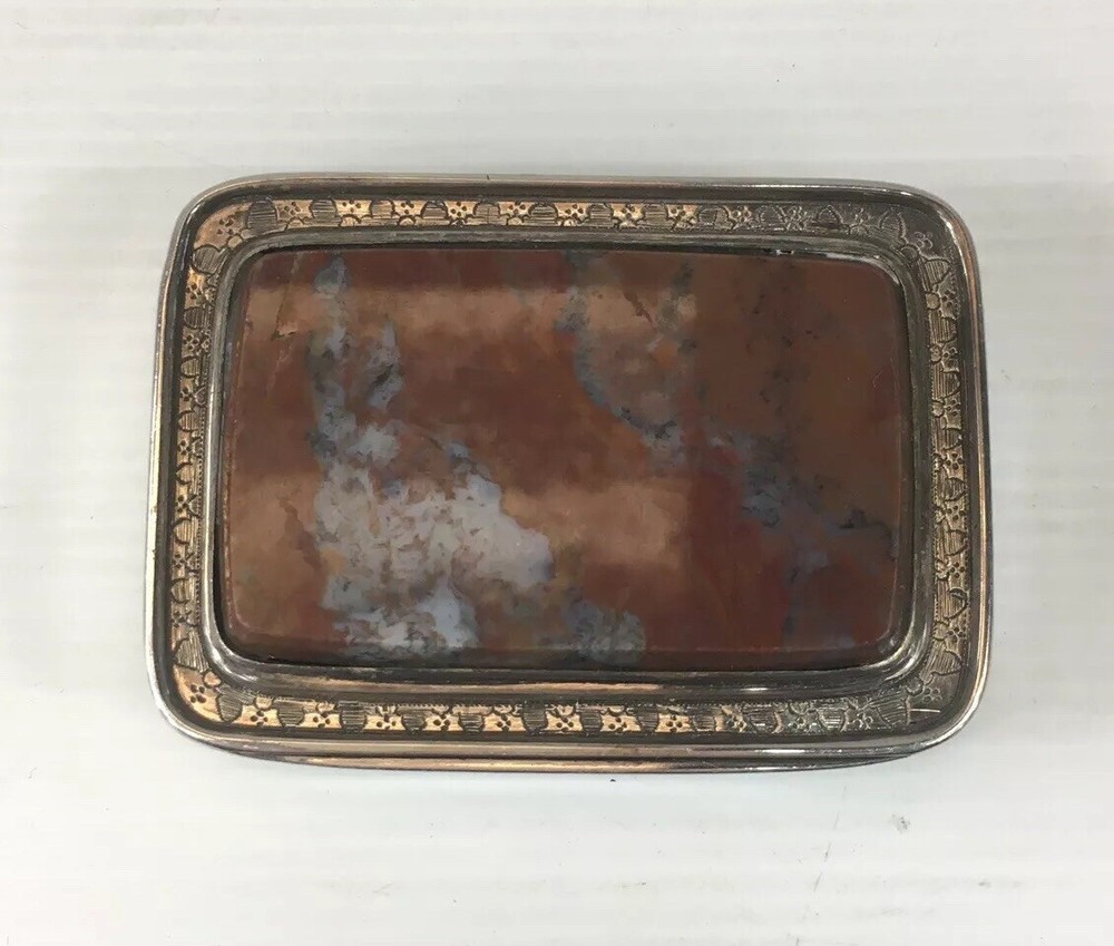 Fine Antique Georgian Solid Silver (Tested) Mounted Agate Table Snuff Box 126g