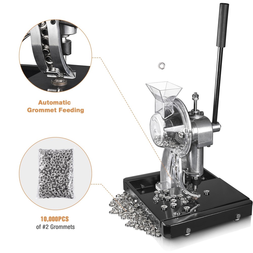 Semi-Automatic Grommet Hand Press Machine Tool with #2 Eyelet Banner