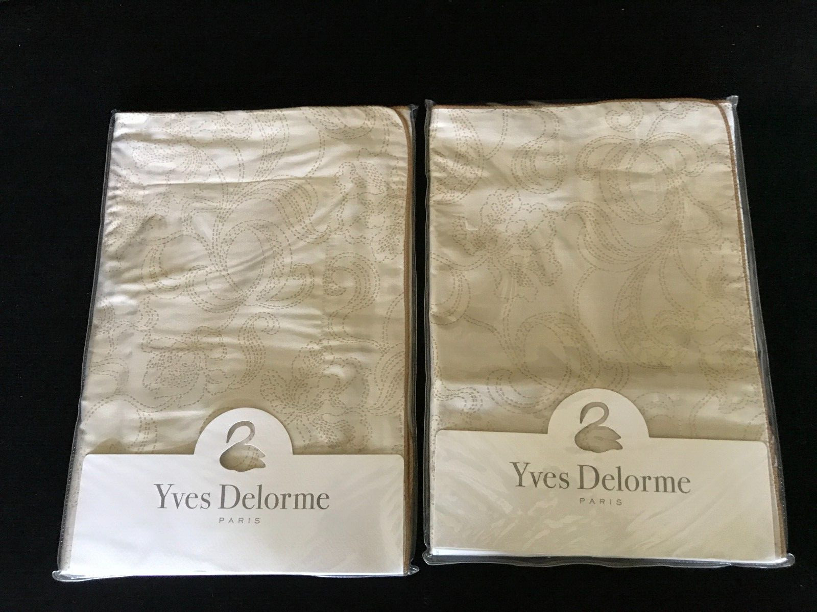 NWT Yves Delorme Accent Throw Cushion Pillow Cover Tan Floral Swirls Embroidery