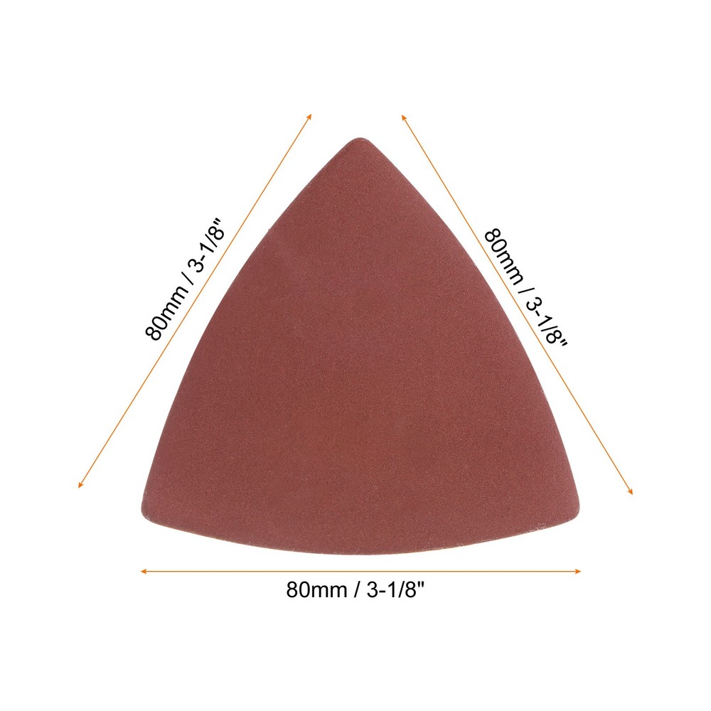 100pcs 600 Grits 80mm Aluminum Oxide Triangular Hook & Loop Sandpapers Pads