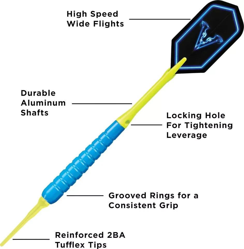 Viper V Glo Soft Tip Darts, Blue/Yellow, 18 Grams