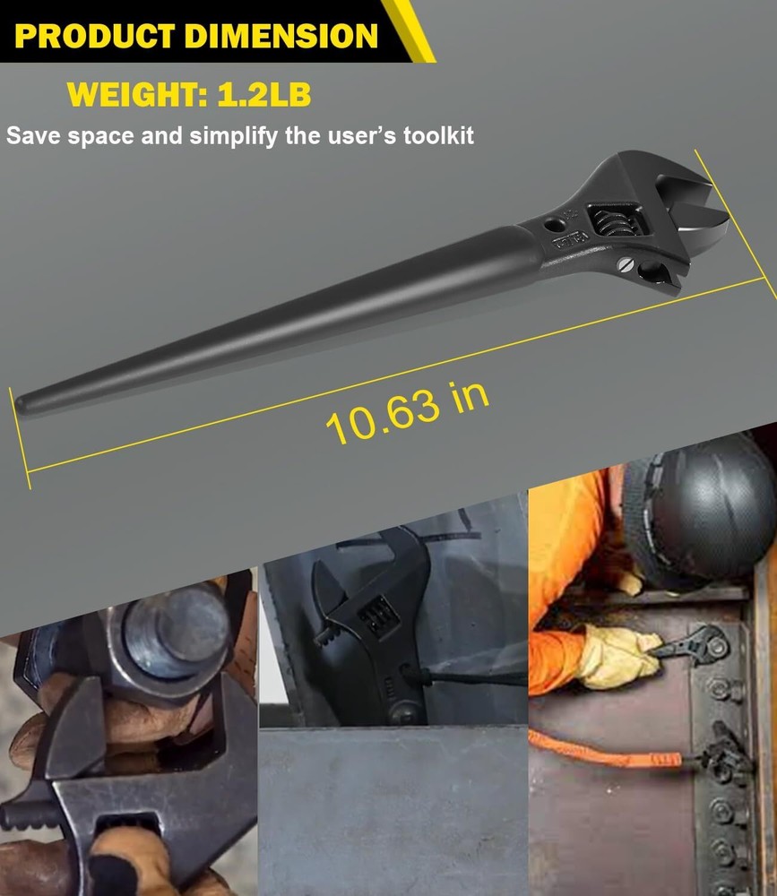Tools 3227 Adjustable Spud Wrench 10" Extra-Wide Jaw Tether Hole