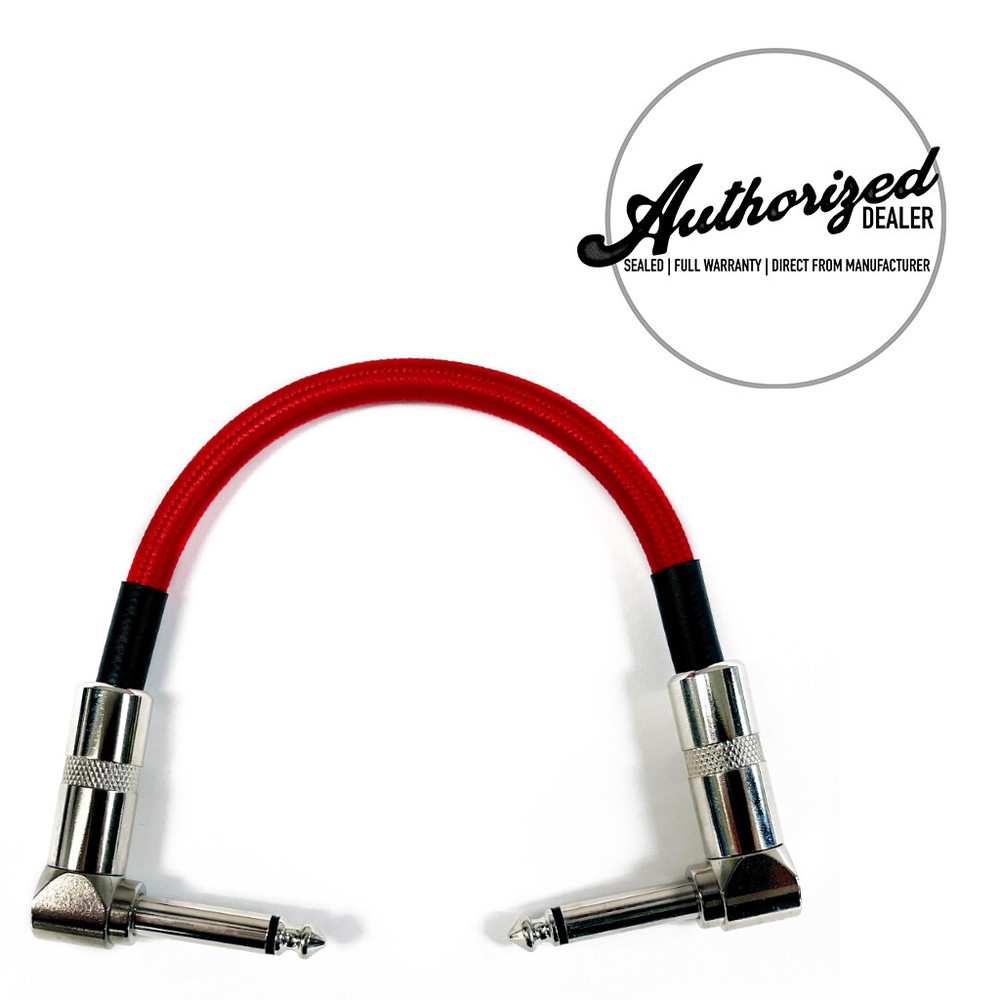 6 Pack | Strukture Right Angle 6'' Inch Woven Effect Pedal Patch Cable | Red