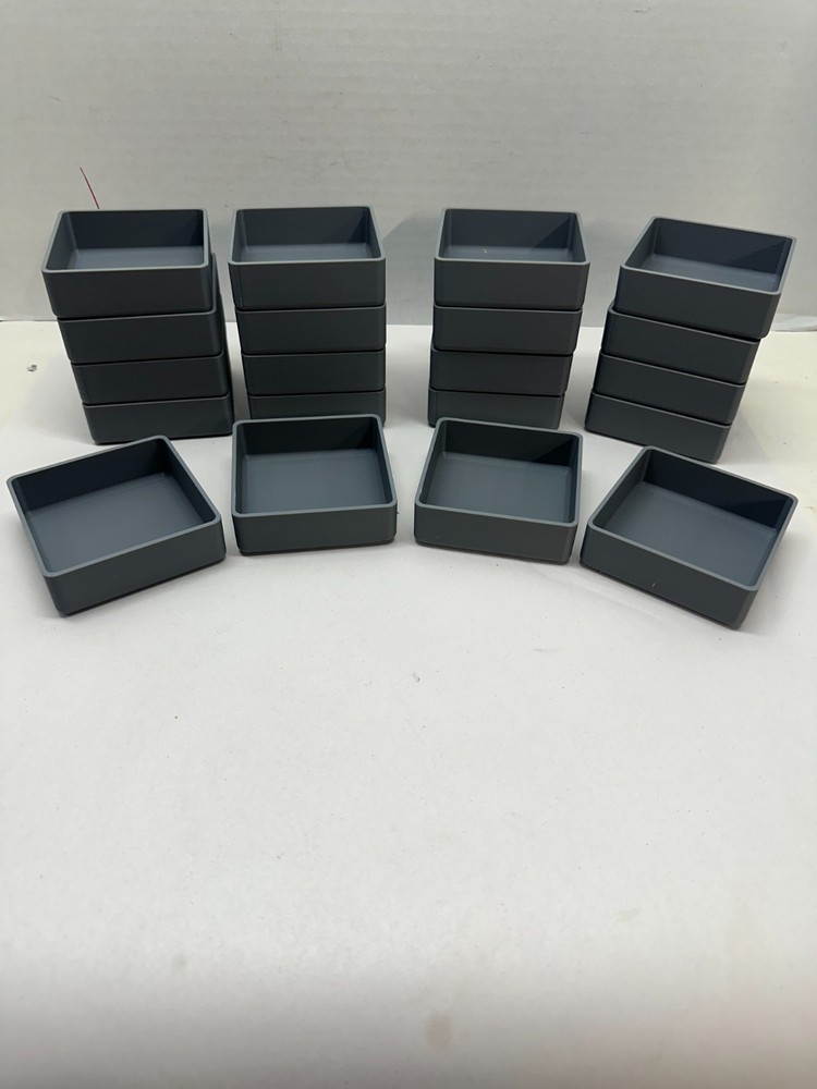 20 Tool Box Bins- 3" x 3" x 1" Deep (Actual Dimensions) - Grey