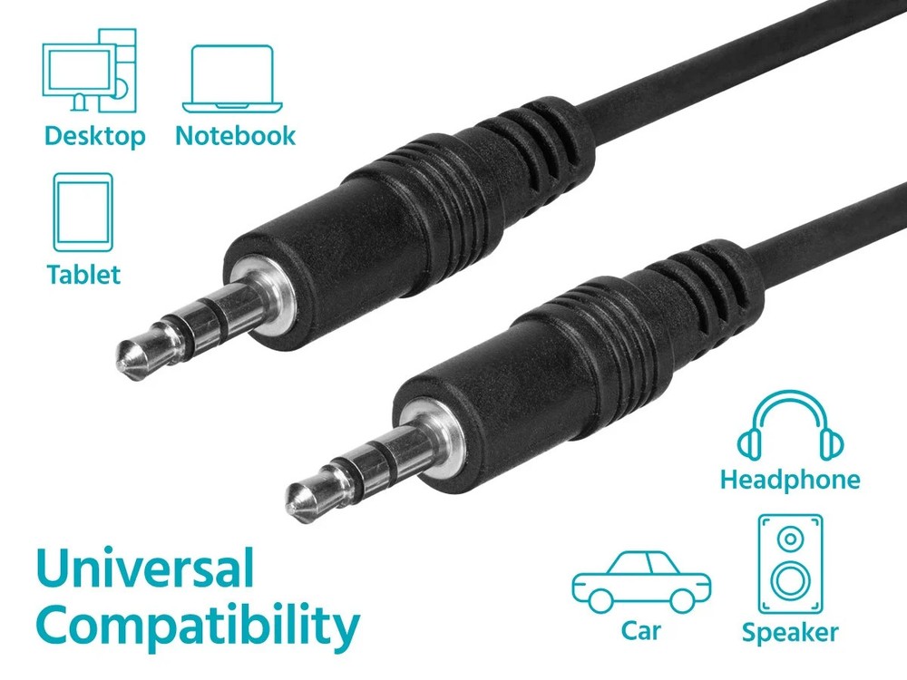Monoprice 25ft 3.5mm Stereo Plug/Plug M/M Cable - Black