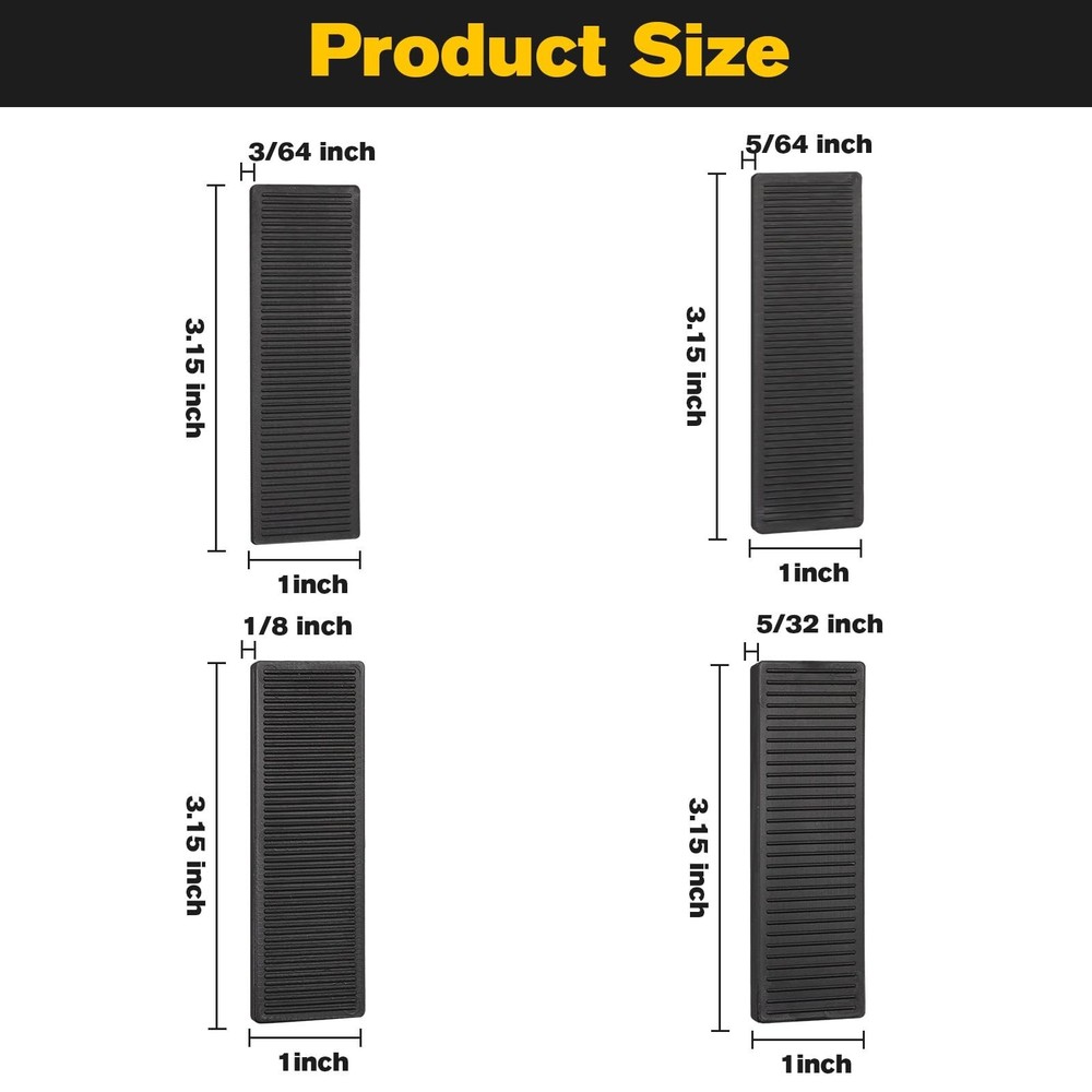 80 PCS Solid Plastic Shims for Leveling, Flat Drywall Shims for Leveling, 3/6...