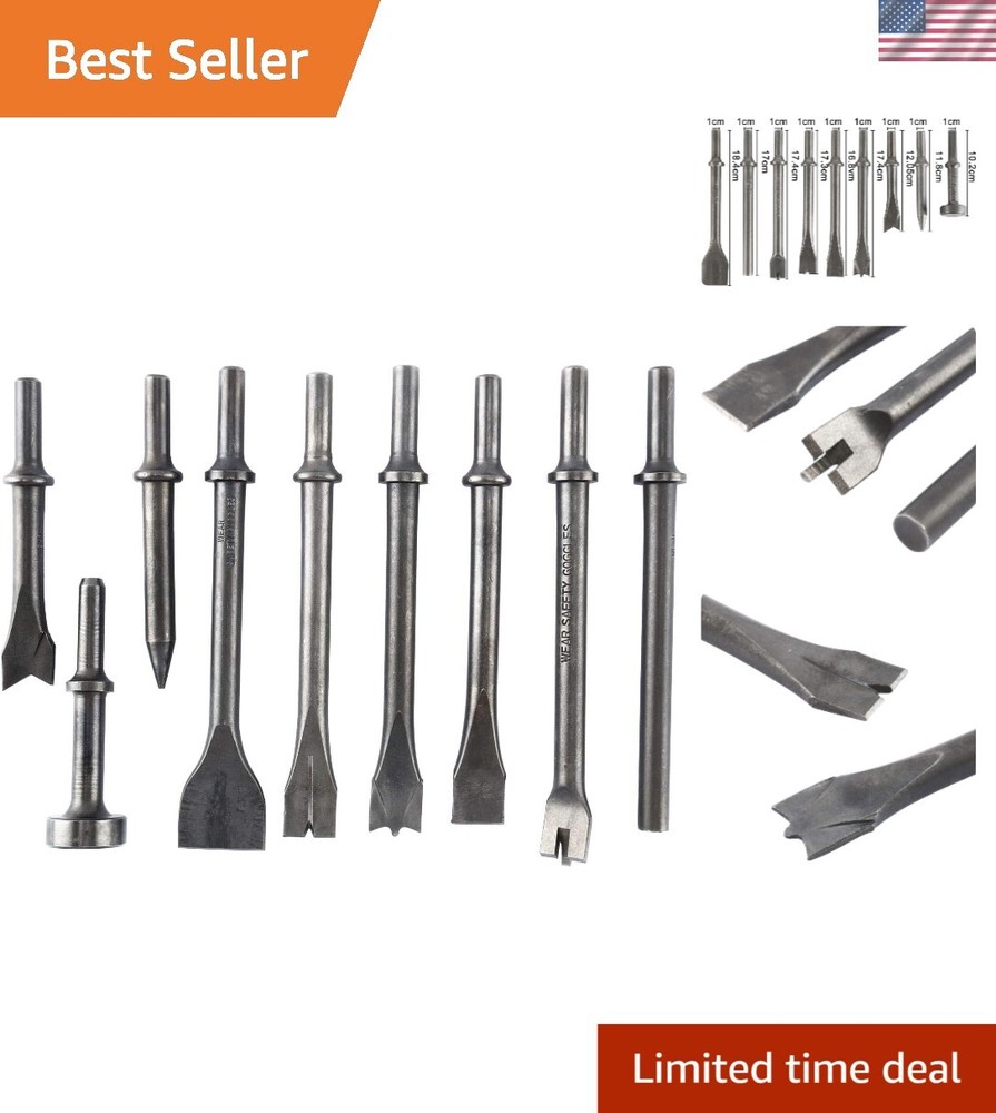 Precision Pneumatic Chisel Set: 9 Essential Bits for Concrete & Masonry Work