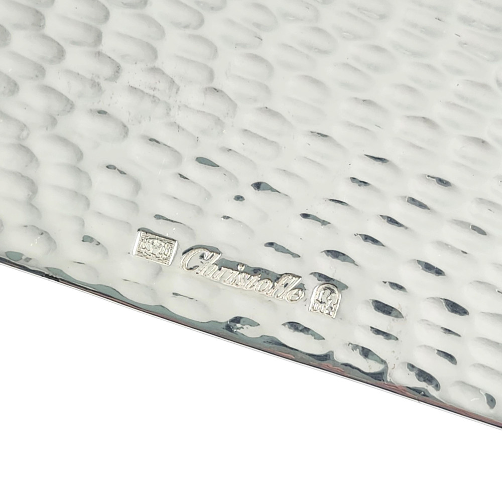 Christofle Hammered Silver Plate & Lacquer Box Set with 2 Decks Playing Cards