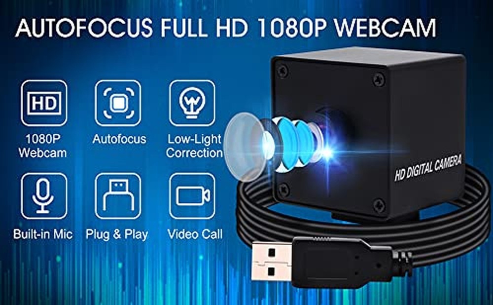 1080P USB Camera Autofocus High Speed Webcam for Computer and Raspberry Pi Mi...