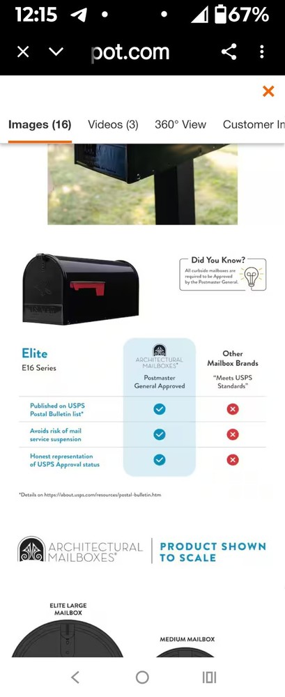 Gibraltar Elite Post-Mount Mailbox Black Steel Medium E1100BAM