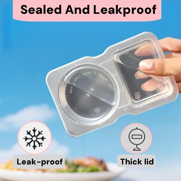 20-Pack Snack Containers with Lids, Disposable Double Compartment Sauce Cups,...