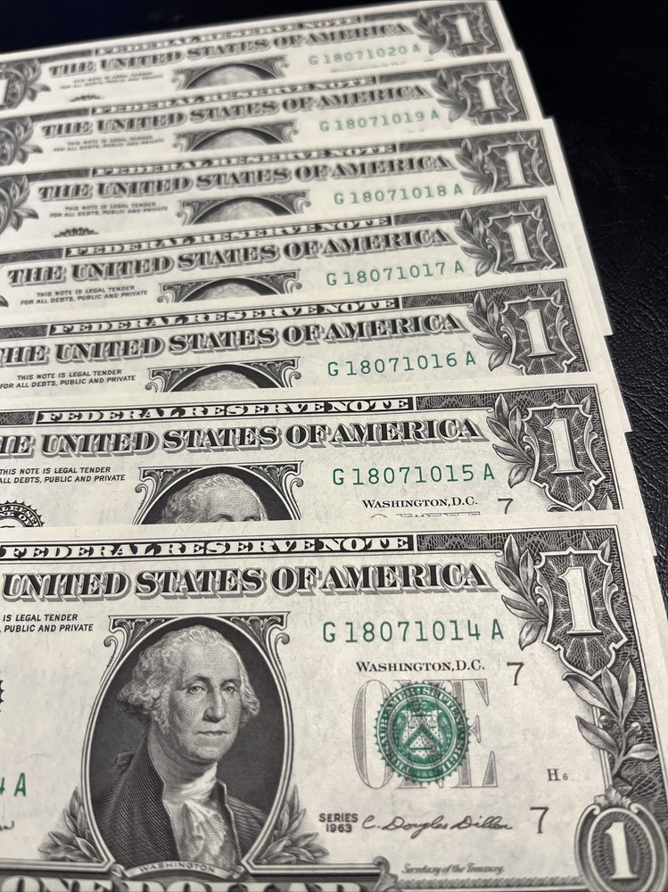 1963 One Dollar Bill Uncirculated Sequential Note ($1) UNC - Buying 1 Note