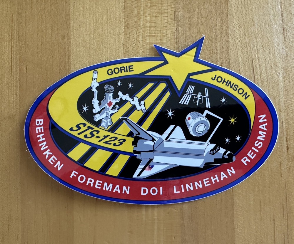 Authentic NASA Space Shuttle STS-123 Mission Patch Sticker    NOT A REPRODUCTION