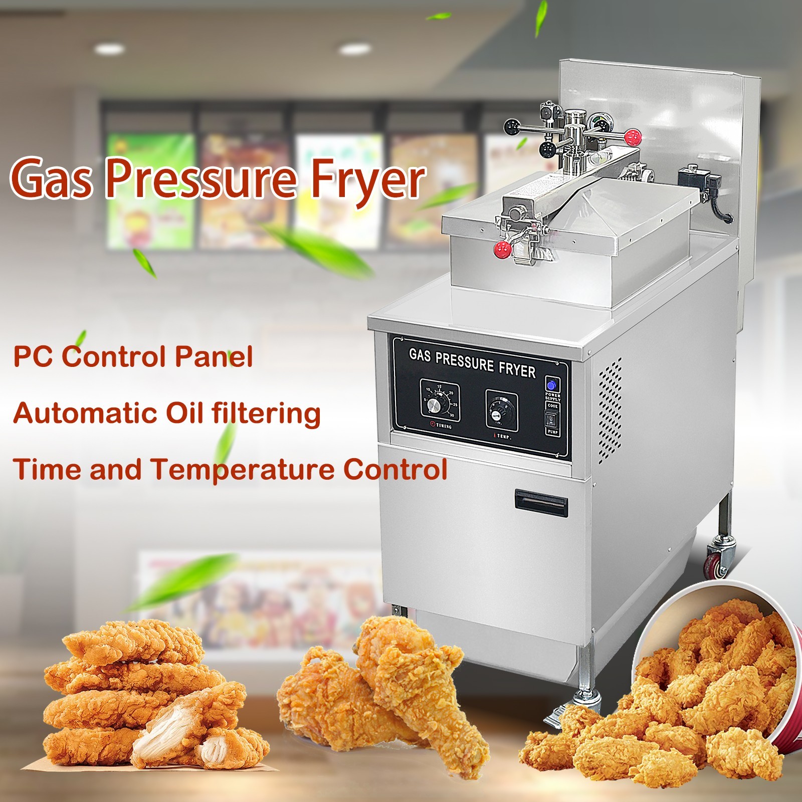 Kolice Commercial 25L Pressure Fryer Natrual Gas Deep Fryer with Oil Filtration