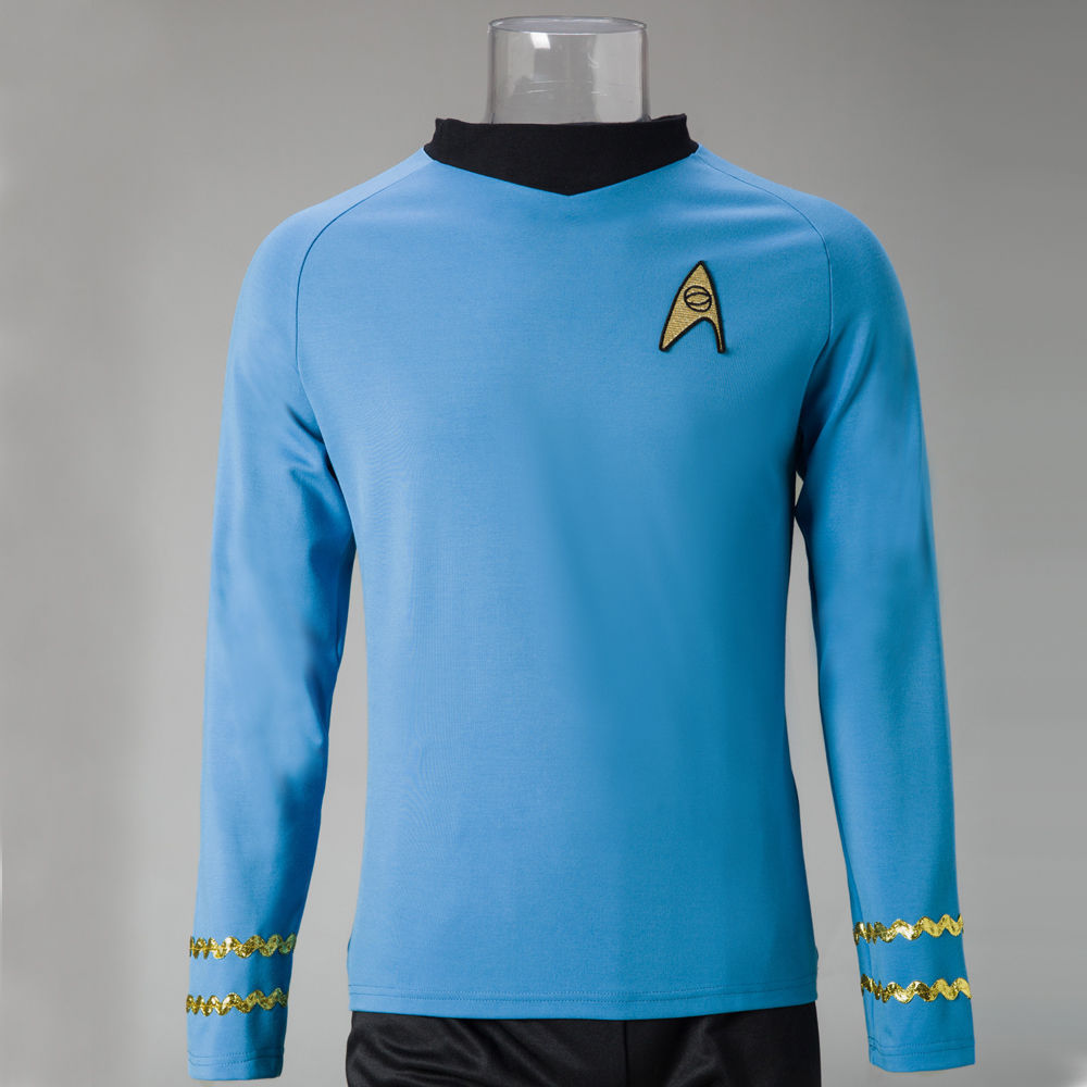 TOS Captain Kirk Yellow Shirt Spock Blue Starfleet Uniforms Cosplay Red Costumes