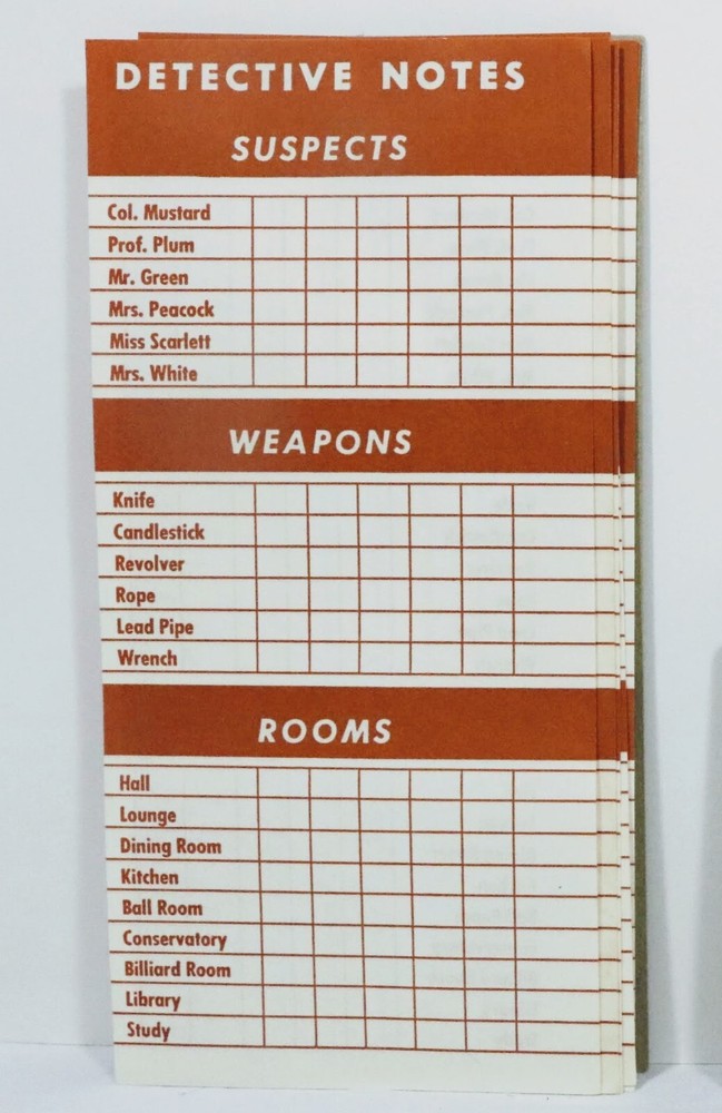 1950 Game Clue Detective Game