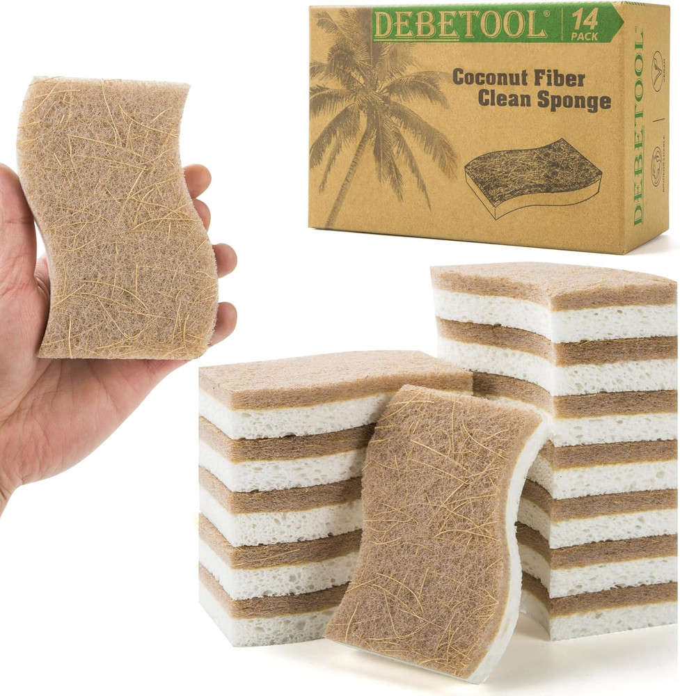 Natural Kitchen Sponge, Eco-Friendly Dish Sponge for Kitchen - Biodegradable Cel