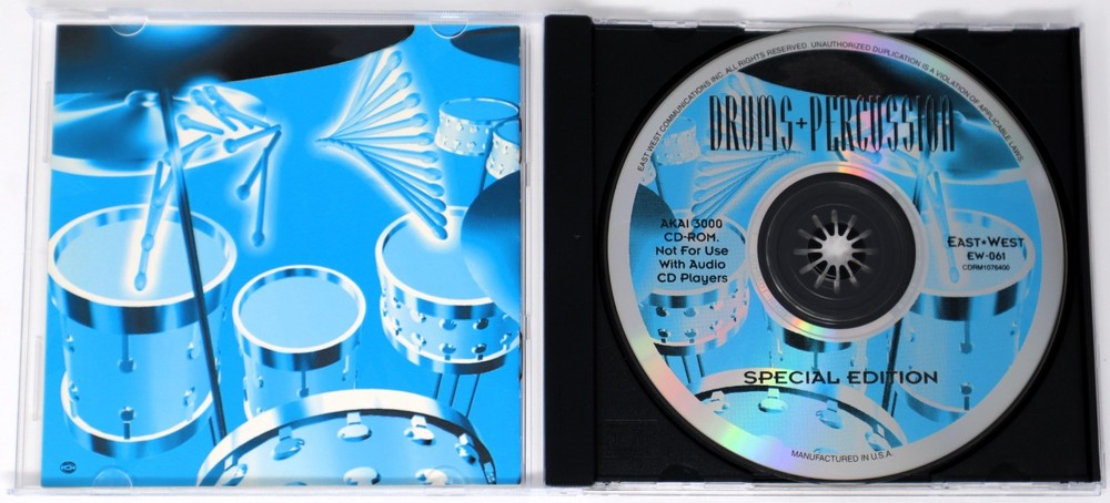 East West Drums + Percussion SE Akai Format Missing Back Inlay Sampling CD