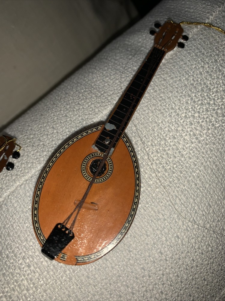 MANDOLIN BANJO Metal Handle Thread Strings Made Philippines Ornaments SET 2 ❤️tb