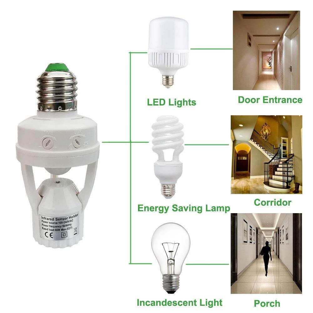Infrared PIR Motion Sensor E27 LED Light Lamp Bulb Holder Socket Switch 110/220V
